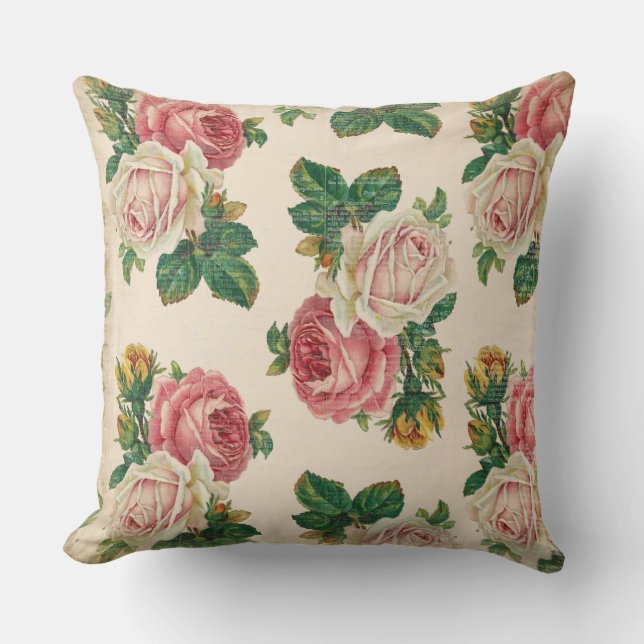 Coussin Roses floraux de rose de motif de rose minable (Recto)