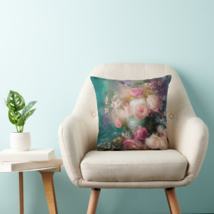 Coussin Roses Imaginaires Peints Dans Toutes Les Couleurs 