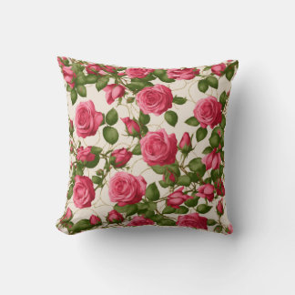 Coussin Roses roses romantiques Art Floral