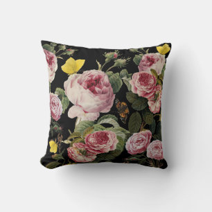 Coussin ROSES ROSES ROSES ET BOUTEILLES JAUNES Florales No