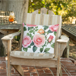 Coussin Roses roses roses et jaunes