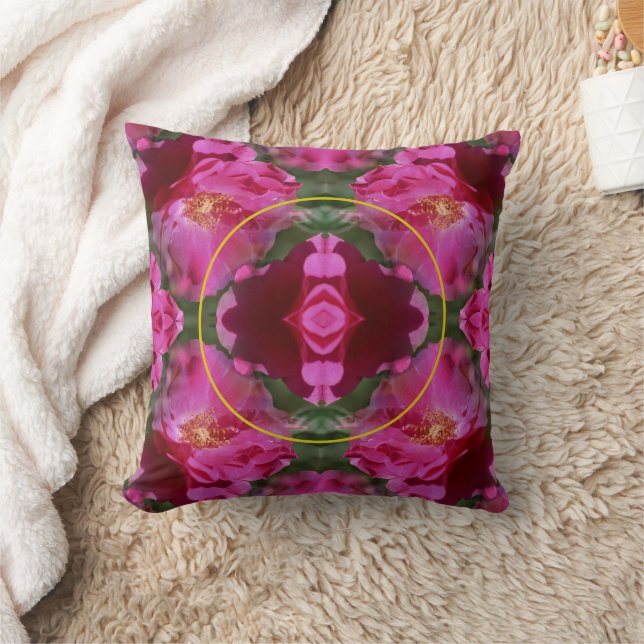Coussin Roses Roses Roses Florales Abstrait Cadre Ajouter  (Couverture)
