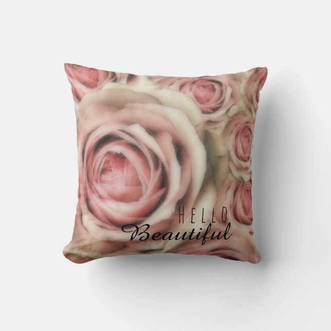 Coussin Roses Roses Roses Rose Élégant Floral Rustique Far (Recto)