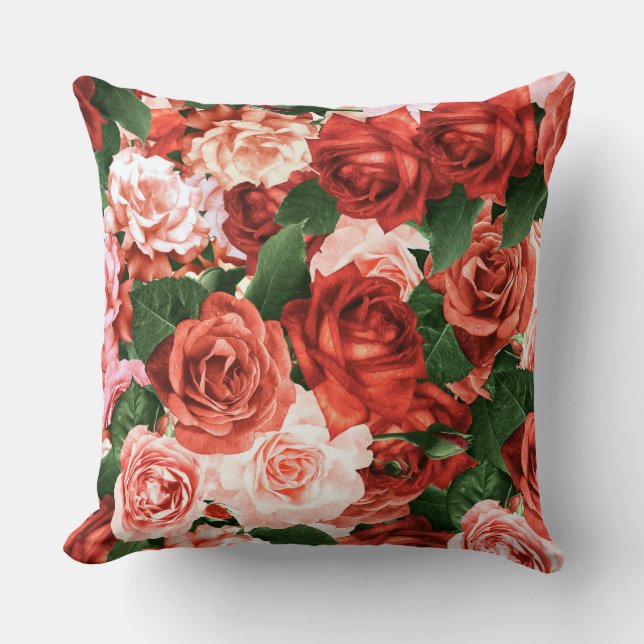 Coussin Roses roses roses rouges roses Réglages aléatoires (Recto)