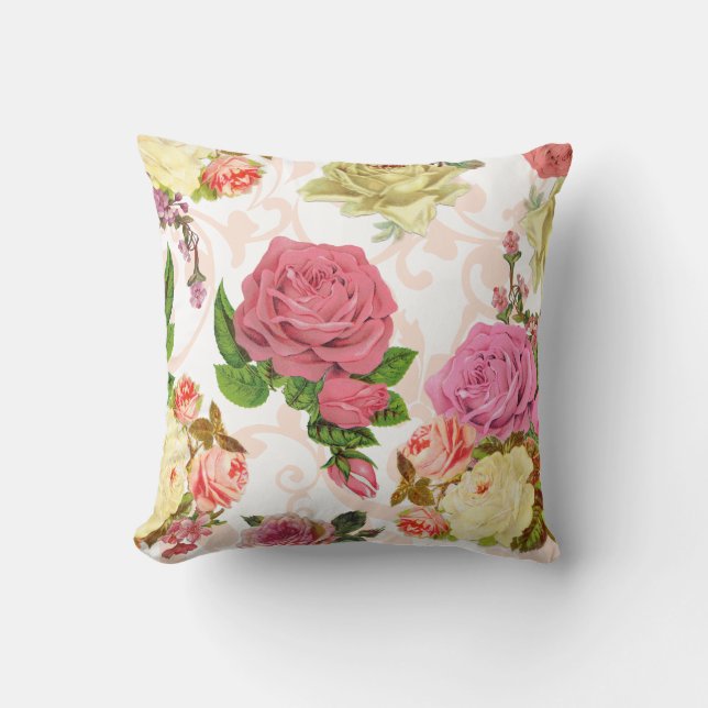 Coussin Roses roses roses vintage motif floral (Recto)