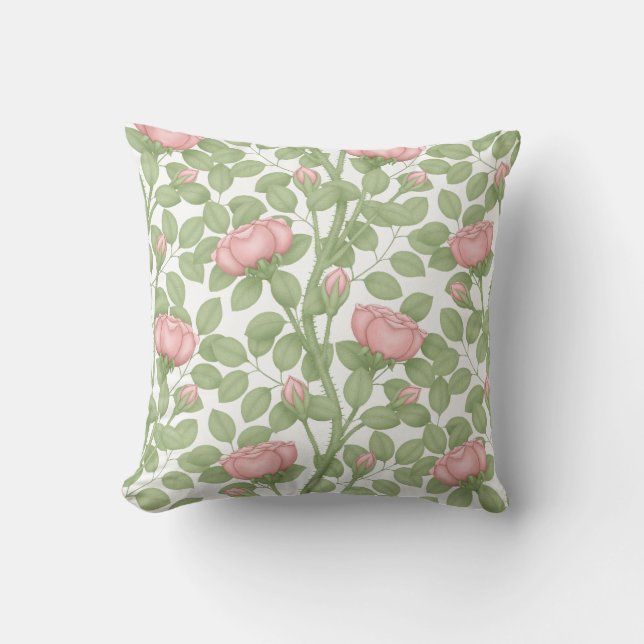 Coussin Roses roses sur fond blanc (Recto)