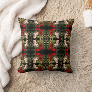 Coussin Roses Rouge et Blanc trempés Abstraits