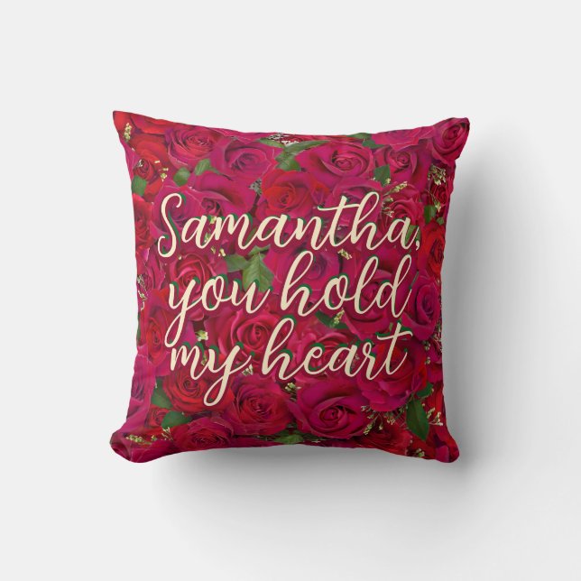 Coussin Roses rouges de la Saint-Valentin avec message per (Recto)