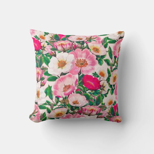 Coussin Roses sauvages (Recto)