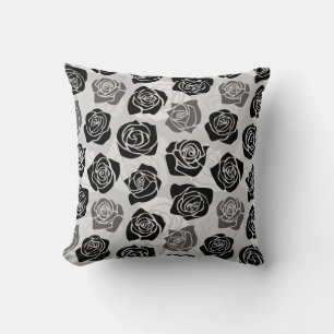 Coussin Roses Vintages chic en noir et blanc