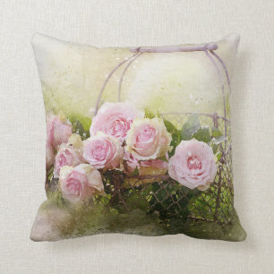 Coussin Roses vintages Chic Rose Shabby En Panier