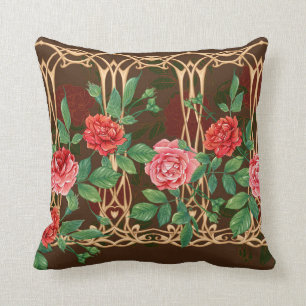 Coussin Roses vintages dans une imitation décorative d'un 