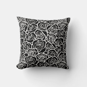 Coussin Roses Vintages en noir et blanc