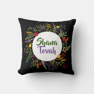 Coussin Rosh Hashanah Floral Vœux de Nouvel An juif