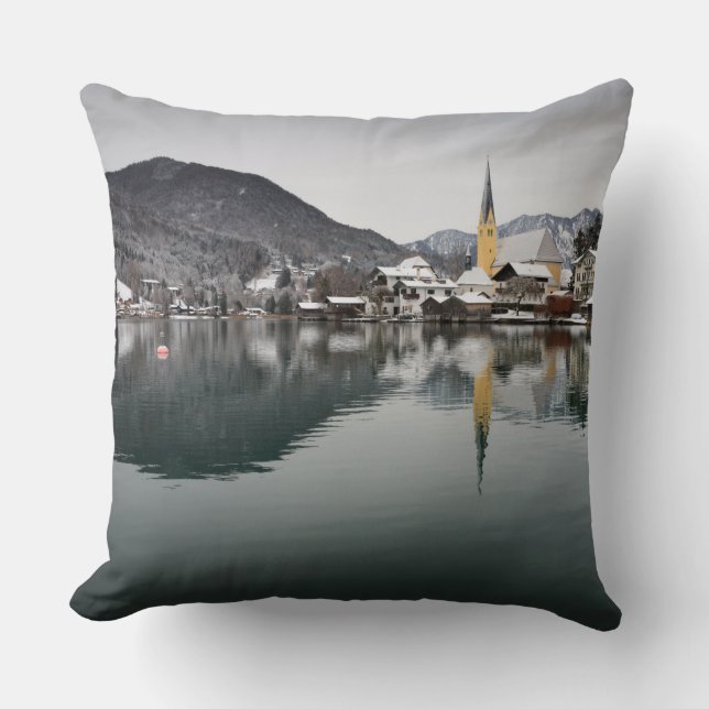 Coussin Rottach-Egern chez le Tegernsee, Bavière en hiver (Recto)