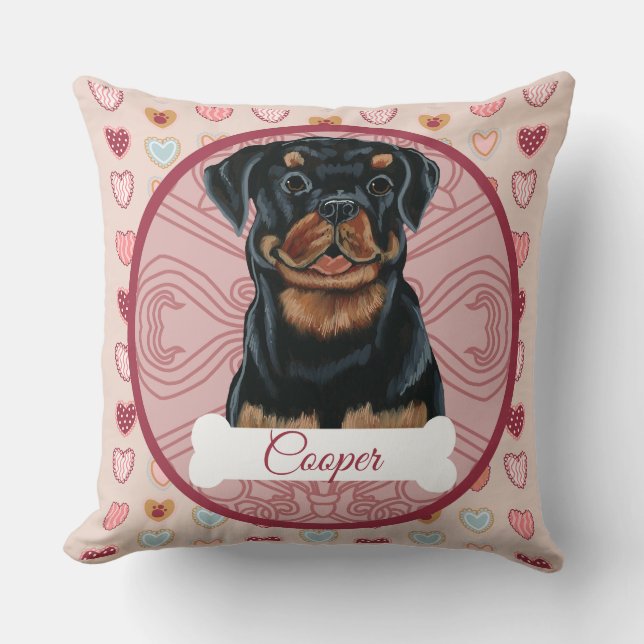 Coussin Rottweiler Personalize Valentine Pillow (Recto)