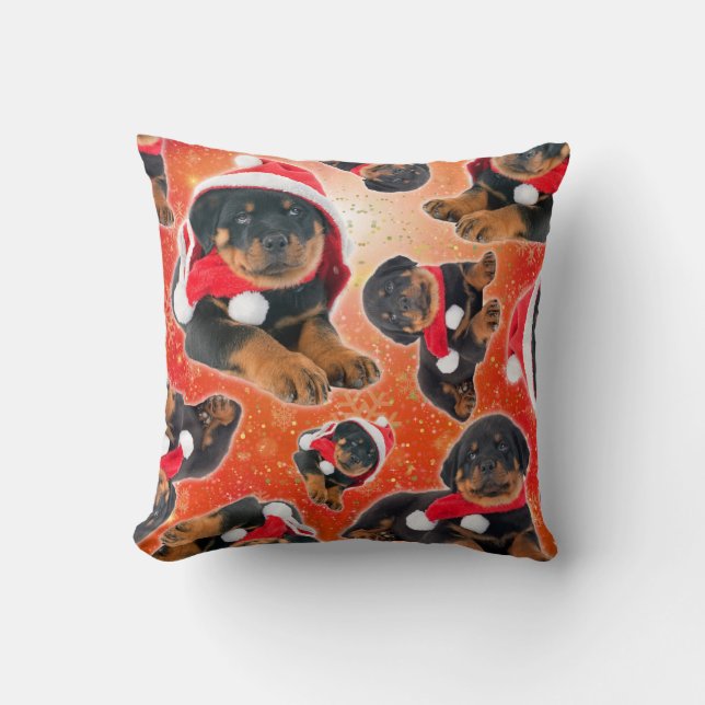 Coussin Rottweiler Puppy Funny Christmas (Recto)