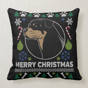 Coussin Rottweiler Rottie Joyeux Sweat de Noël