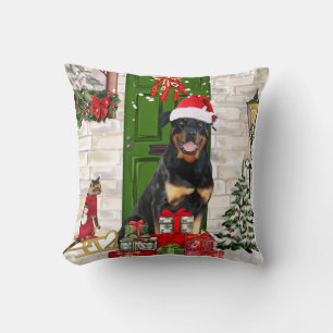 Coussin Rotweiler Chien Noël