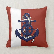 Roue/ancre du navire bleu marine nautique rouge