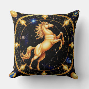 Coussin Roue du Zodiaque Doré Dépeignant un Archer