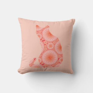 Coussin "Roues de lumière" Chat - corail orange