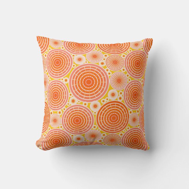 Coussin Roues imbriquées - orange et or (Recto)