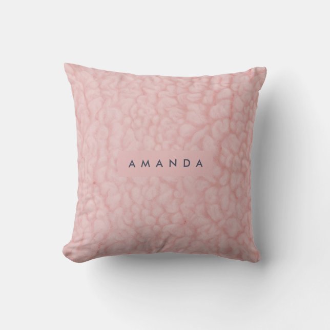 Coussin Rouge à joues personnalisé Rose pastel en fourrure (Recto)