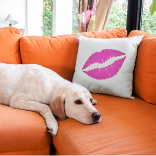 Coussin Rouge à lèvres ombré rose chaud Kiss