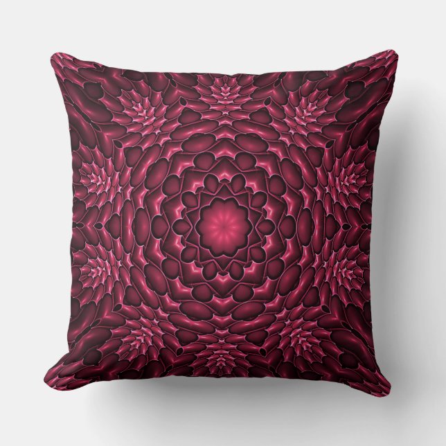 Coussin Rouge Abstrait Cactus Motif Floral Jeu d'oreiller (Recto)