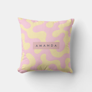 Coussin Rouge Abstrait Personnalisé Rose Pâle et Jaune Pas
