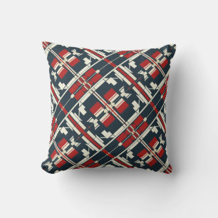 Coussin Rouge Beige Marine Diagonal Sud-Ouest Look Abstrai