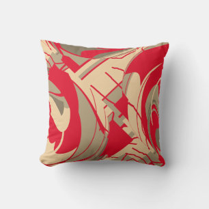 Coussin Rouge Beige Taupe Flore Flexible Design Feuille