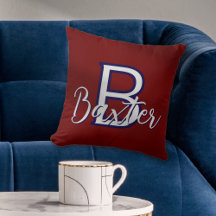 Rouge Blanc & Bleu Nom et Monogramme Personnalisé