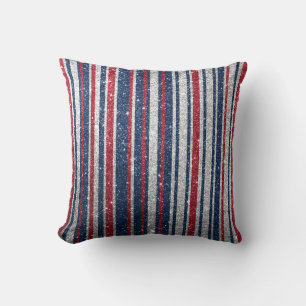 Coussin Rouge Blanc Bleu Parties scintillant Stripes tenda