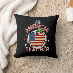 Coussin Rouge Blanc Bleu Professeur Tout Américain Pomme