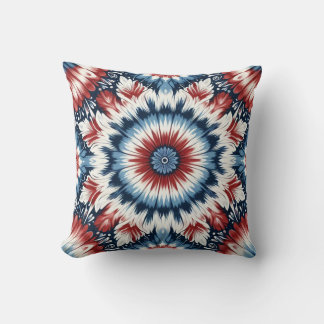 Coussin Rouge, Blanc & Bleu Tie-dye