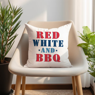 Coussin Rouge Blanc et BBQ Patriotique Drôle