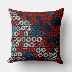 Coussin Rouge blanc et bleu géométrique