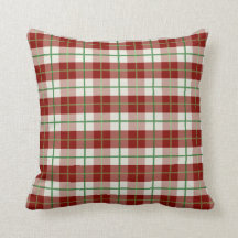 Coussin rouge, blanc, et vert de plaid