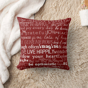 Coussin Rouge Blanc Inspiration Mots Noël
