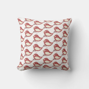 COUSSIN ROUGE BLANC ROBINE COUSHION OISEAU ROBINE
