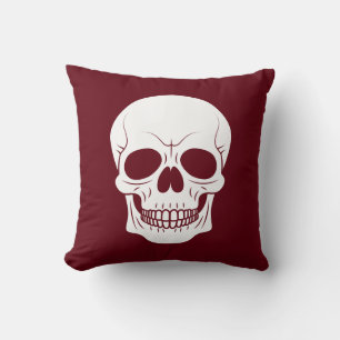 Coussin Rouge Bourgogne Avec Crâne Blanc Halloween Effraya