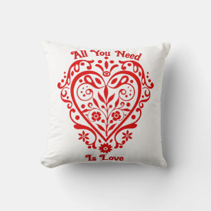 Coussin Rouge Coeur fantaisie Design personnalisé 16 pouce
