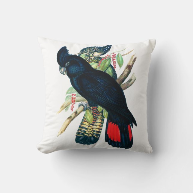 Coussin Rouge coupé la queue, Cockatoos. noirs (de (Recto)
