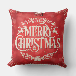 Coussin Rouge & crème Noël & Nouvel An Salutation