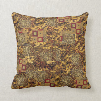Coussin rouge de brun d'or de Nouveau Klimt d'art