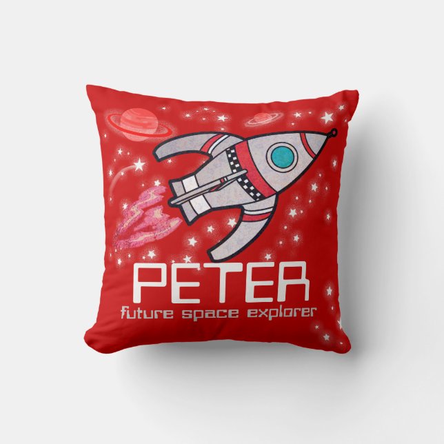 Coussin rouge de l'explorateur d'espace de fusée (Recto)