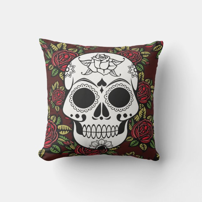 Coussin rouge de patio de coussin de rétros roses (Recto)