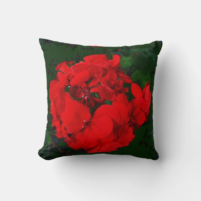 Coussin rouge de vert de géraniums par Sharles (Recto)